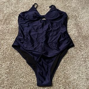 Navy blue one piece swim suit